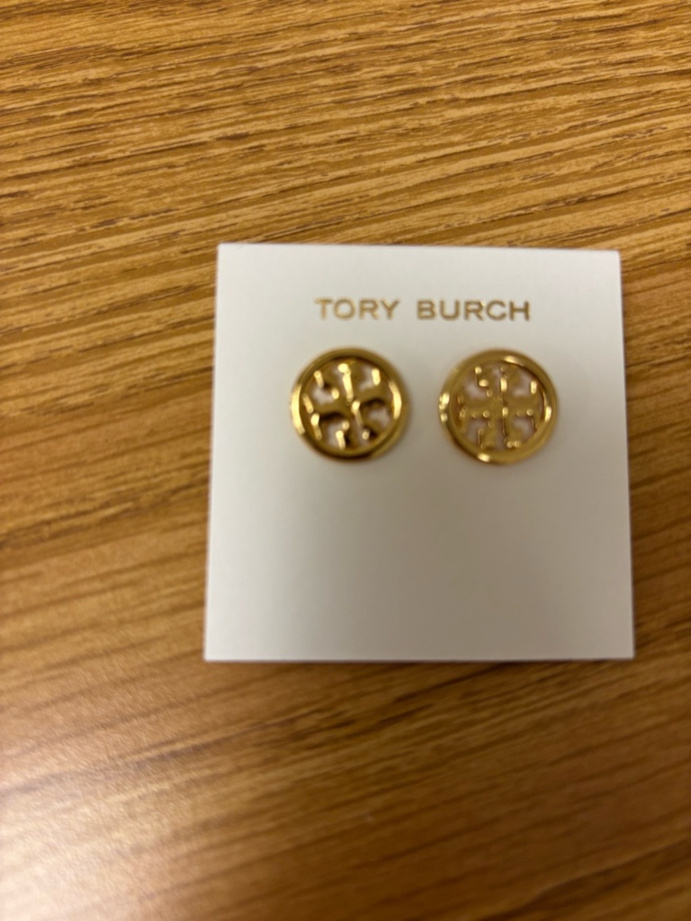 Tory Burch Round Gold Double-T Stud Earrings, brand new earrings!!